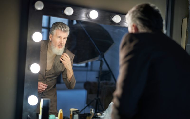 Handsome gray haired man