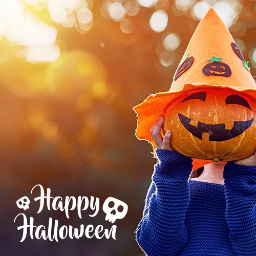 Happy halloween text overlay