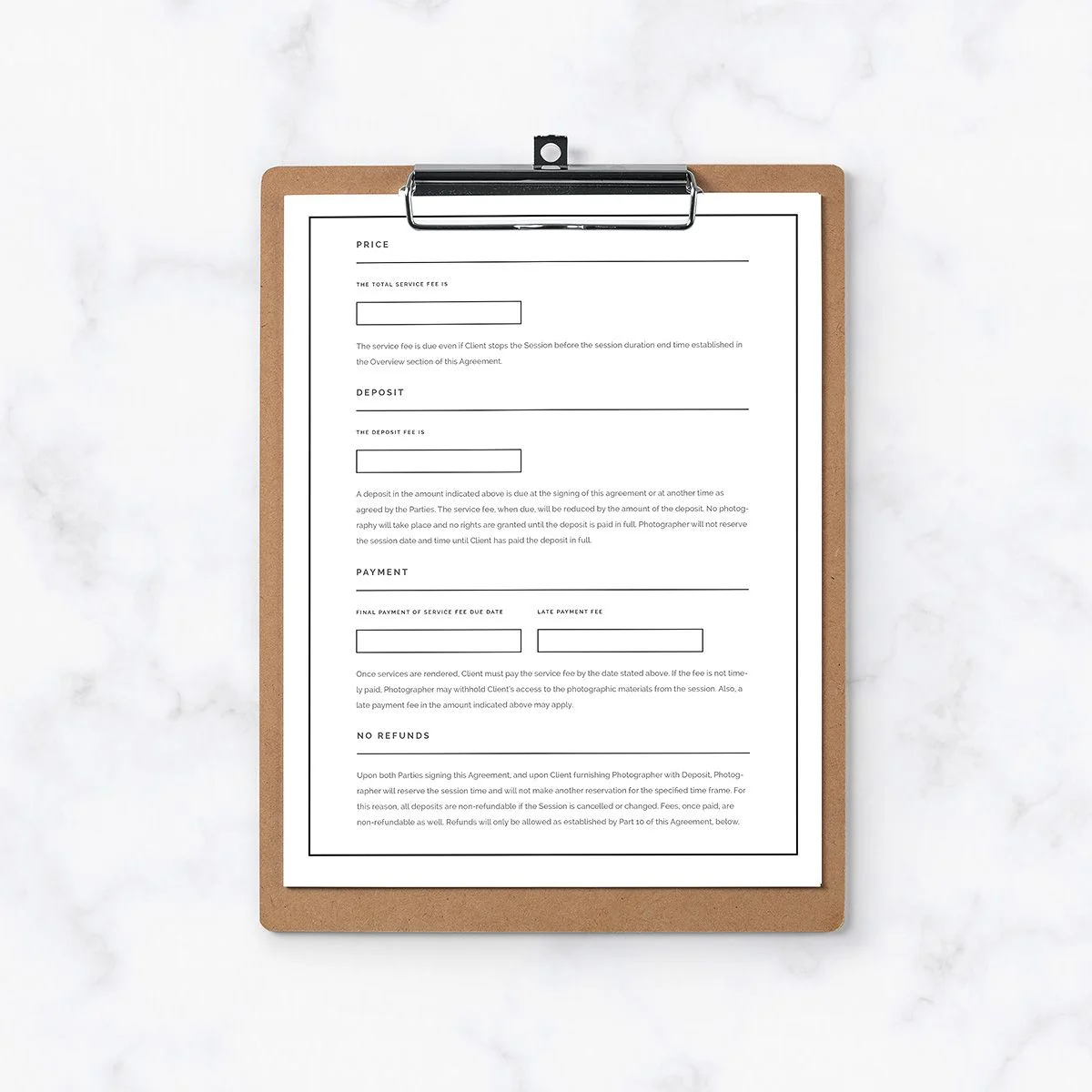 boudoir contracts, editable boudoir photography contract, customizable boudoir contract