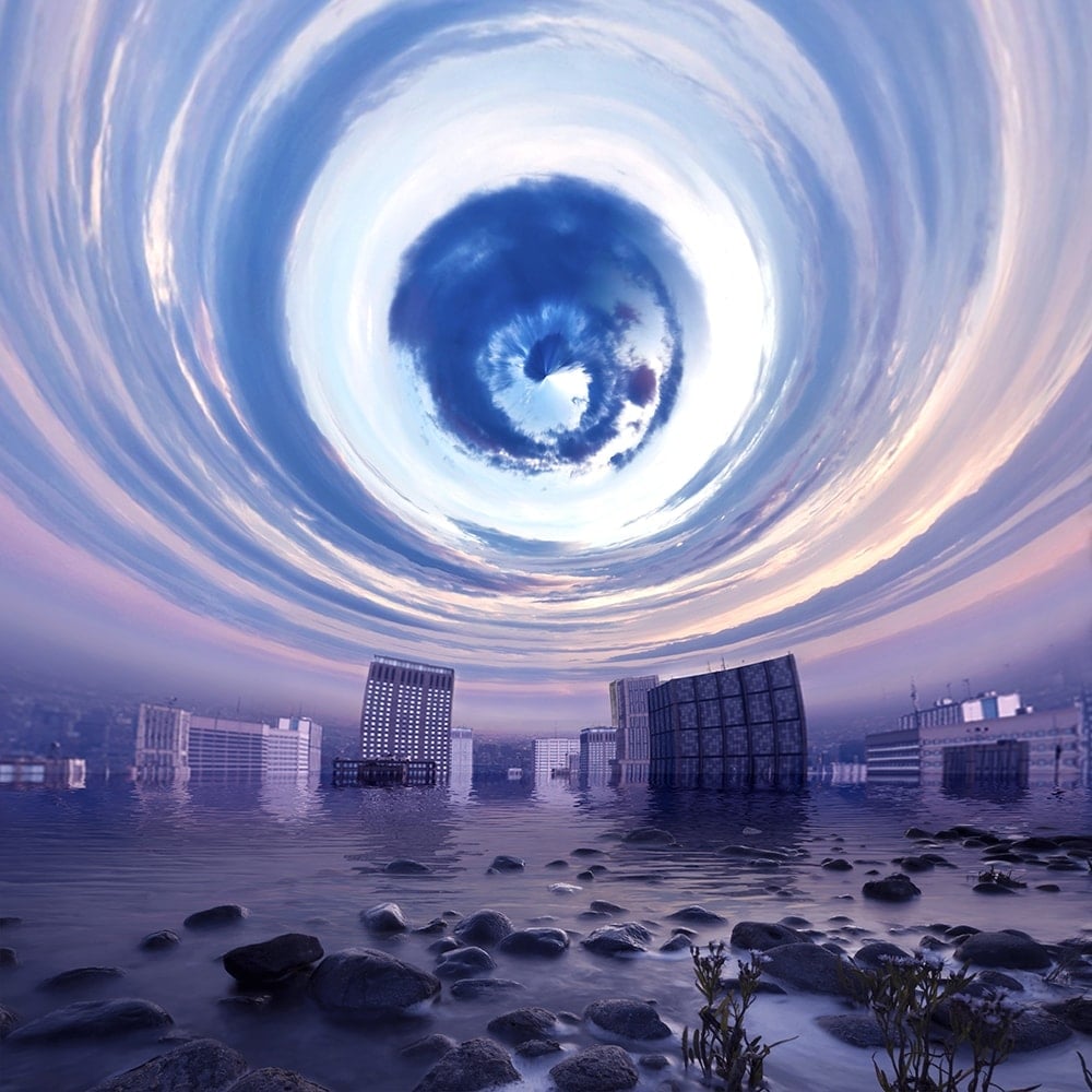 sunset with circular effect