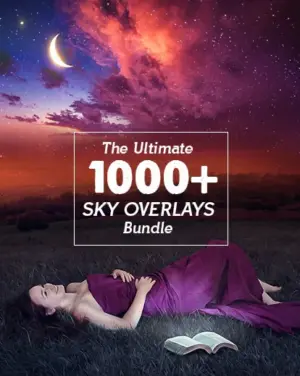 landscape photography essentials, model laying on grey grass gazing at orange sky with moon and stars