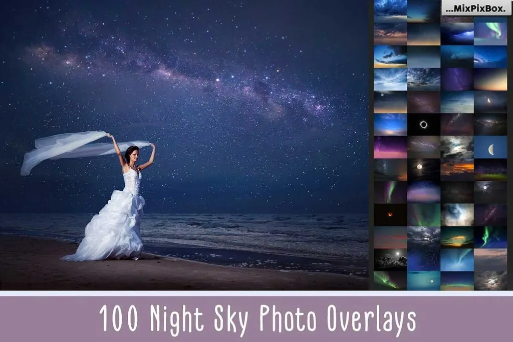 Starry Night sky overlay bundle, sky overlays free download