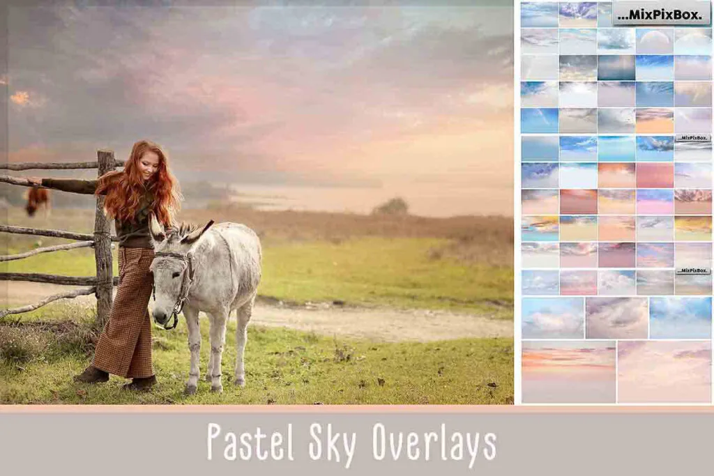 Pastel Sky Overlays Bundle, Pastel sky effects in Photoshop