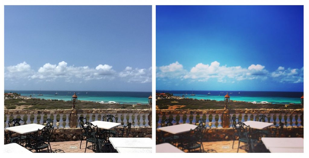 before & after results on a beach side mobile photography