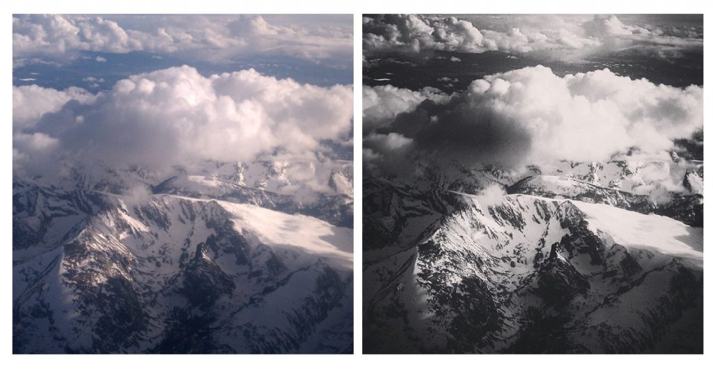 before & after results on a mountain photo