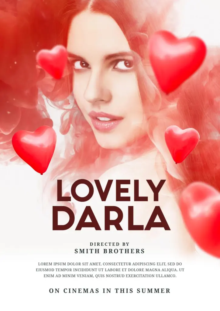 romantic movie poster template, poster design template, high-resolution movie poster PSD, indie movie poster, blockbuster poster template