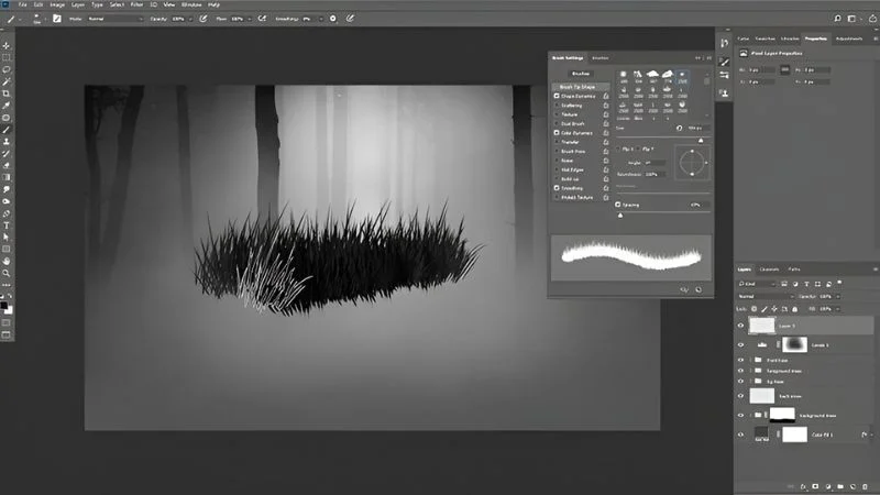 Adding grass to the composite, photo compositing training, photoshop composite design course