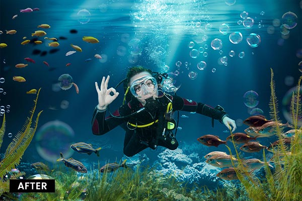 diver underwater edited preview
