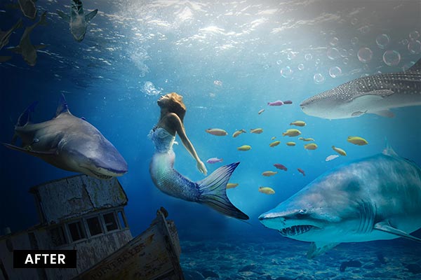 mermaid scene using digital cutouts