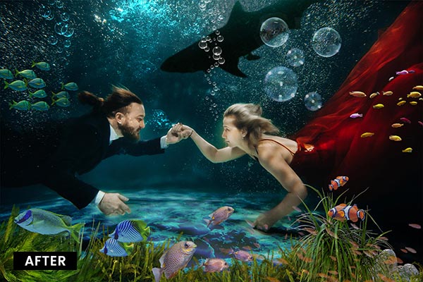couple posing underwater edited preview