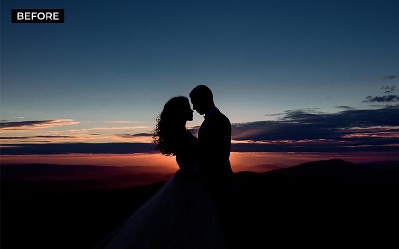Couple sunset silhoutte