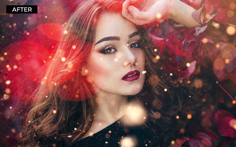 Light image overlays added on a woman's portrait