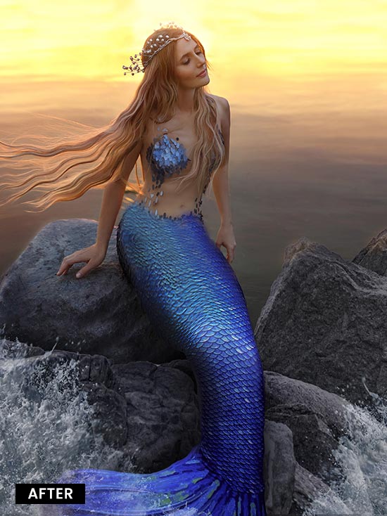 Mermaid sitting on a rock