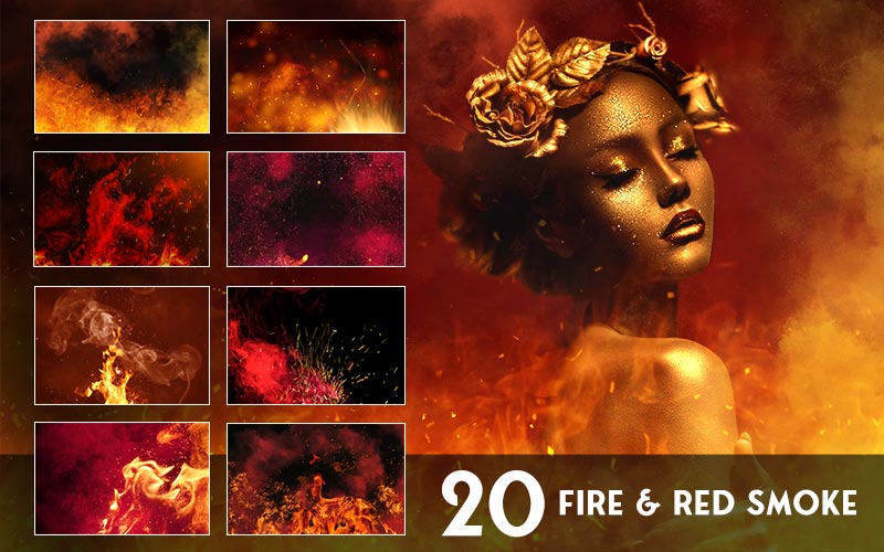 fire and red smoke overlays