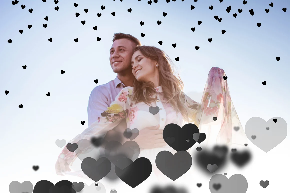 black heart ng, pink heart overlays, red heart effects, heart photo filters, love theme designs, heart confetti, Valentine graphics, love hearts, heart doodles