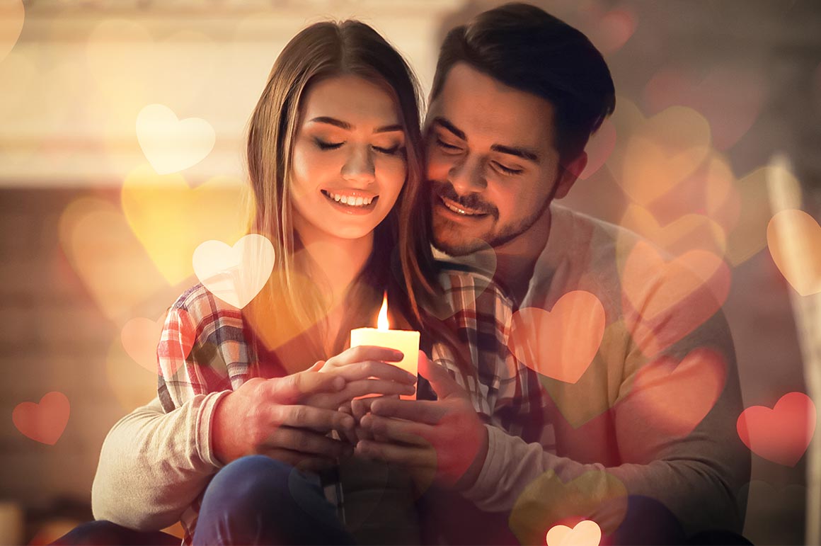gold heart overlays, heart-shaped lights, pink bokeh, Valentine photo overlays, love icons,