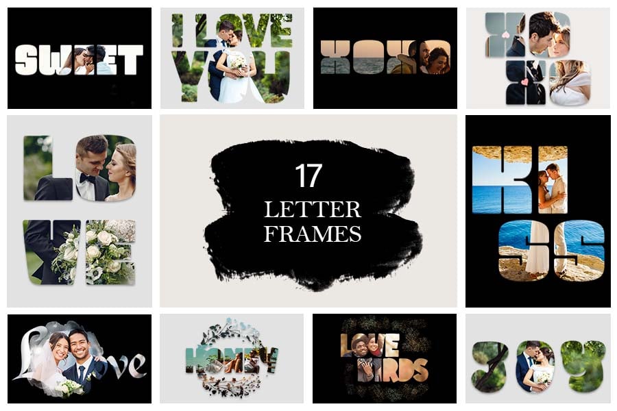 letter frames png, cute love frame png, wedding border png