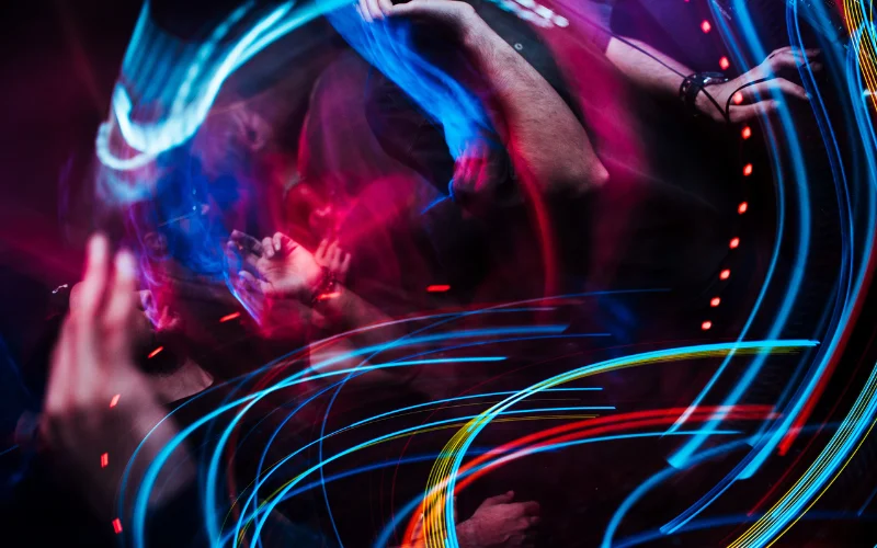 neon lights long exposure - movement photography examples