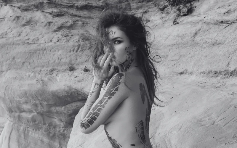 black and white photo of a nude women