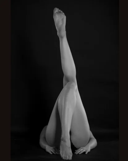 nude pose with legs up, Inverted abstract photo