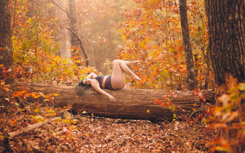 plus size boudoir photography in woods