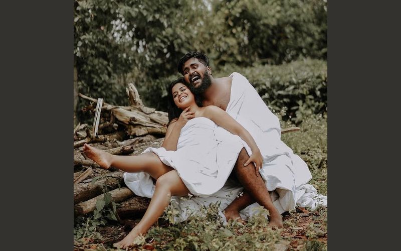 naked couple on a forest