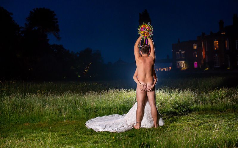 nude wedding photography at night