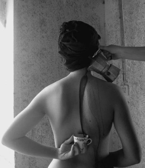 creative nude photo with coffee