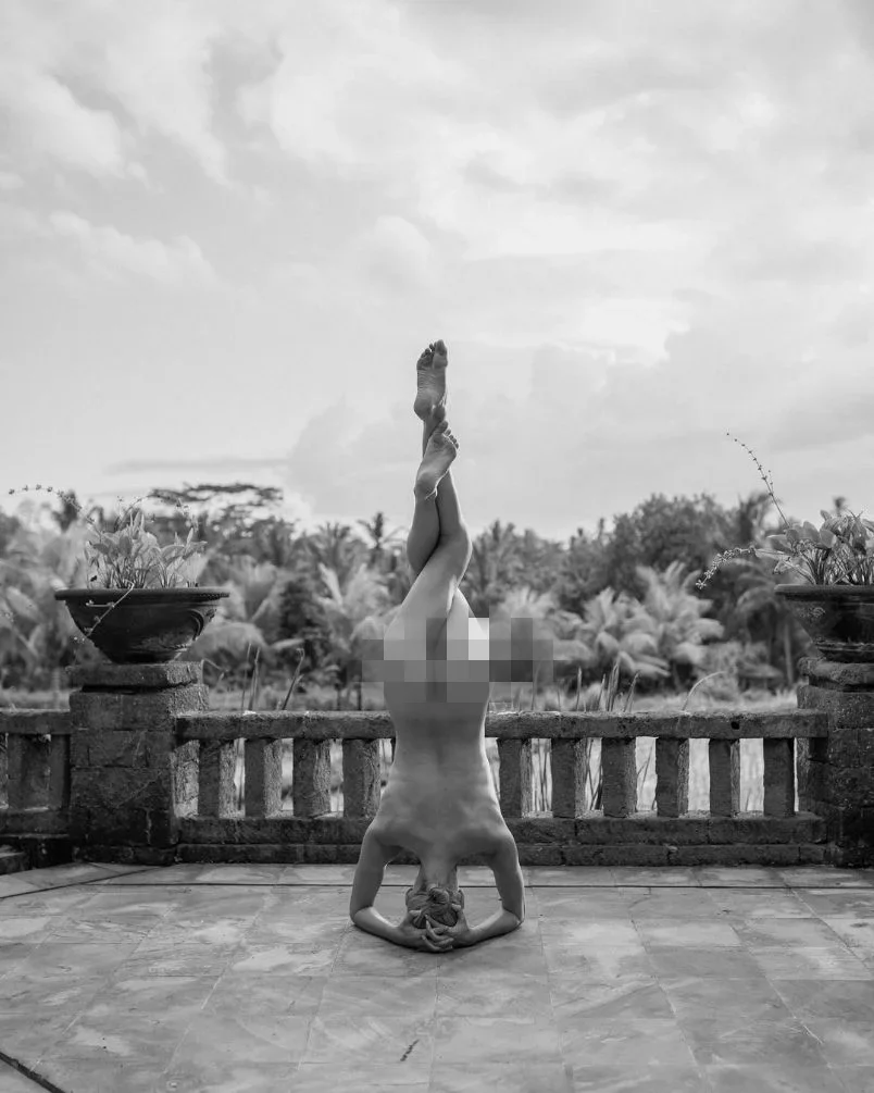 Headstand wrapped feet nude yoga photo, nude yoga photo, yoga nude images, yoga nude poses, nude poses yoga, yoga nude photography