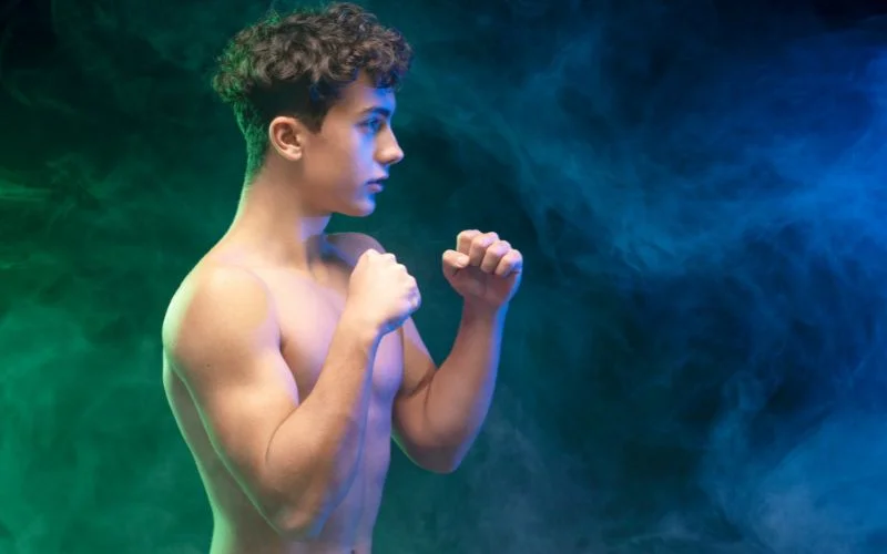 athletic male nude pose