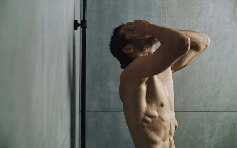 male nude photography in shower