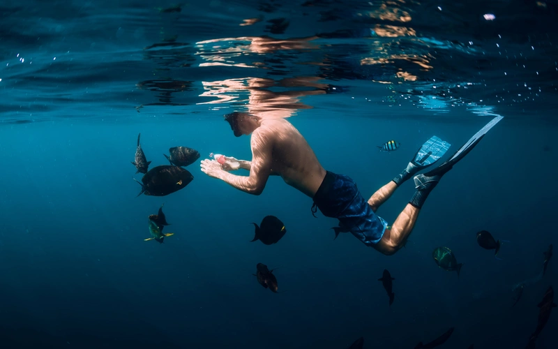 Underwater Boudoir photography of a man