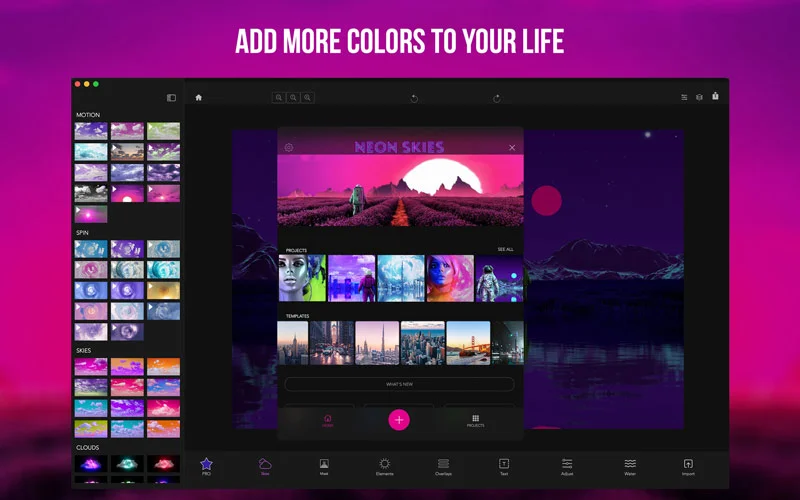 add colorful skies