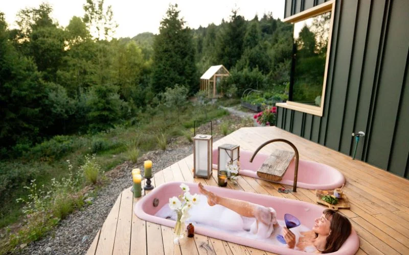 bathtub nude at an exotic location