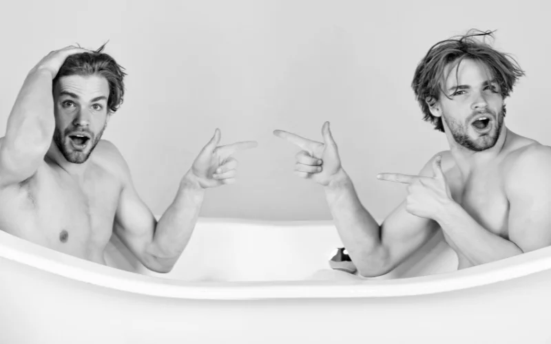 gay nude photoshoot - gay couple in a bath tub