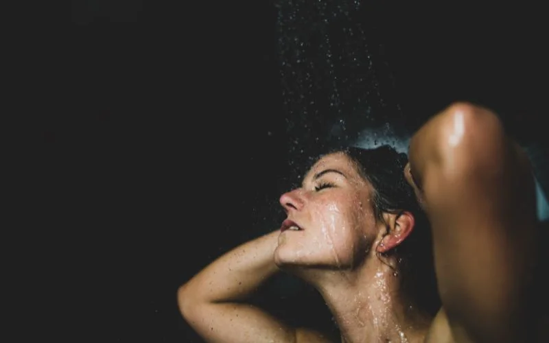playing with hair shower nude photography