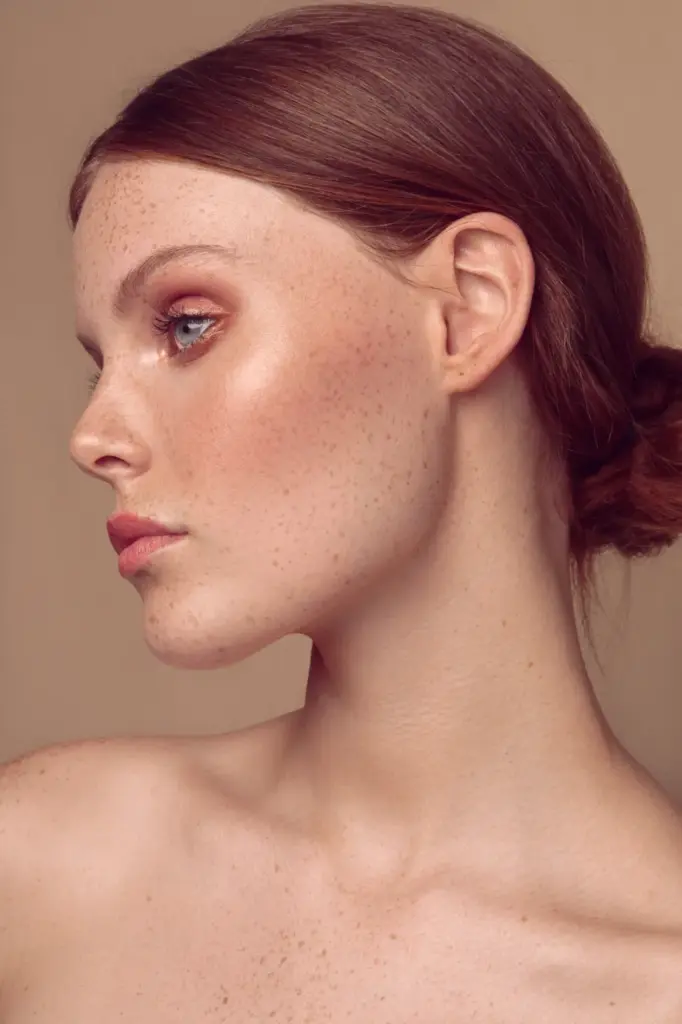 Women with freckles skin