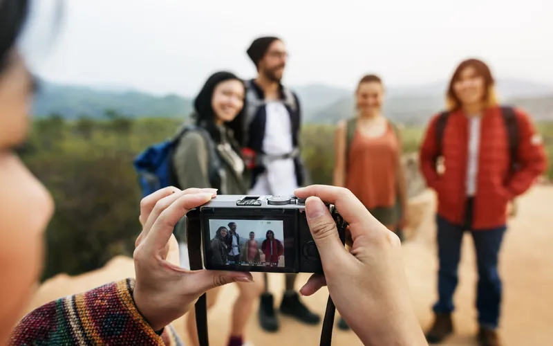 A group taking a road trip photos