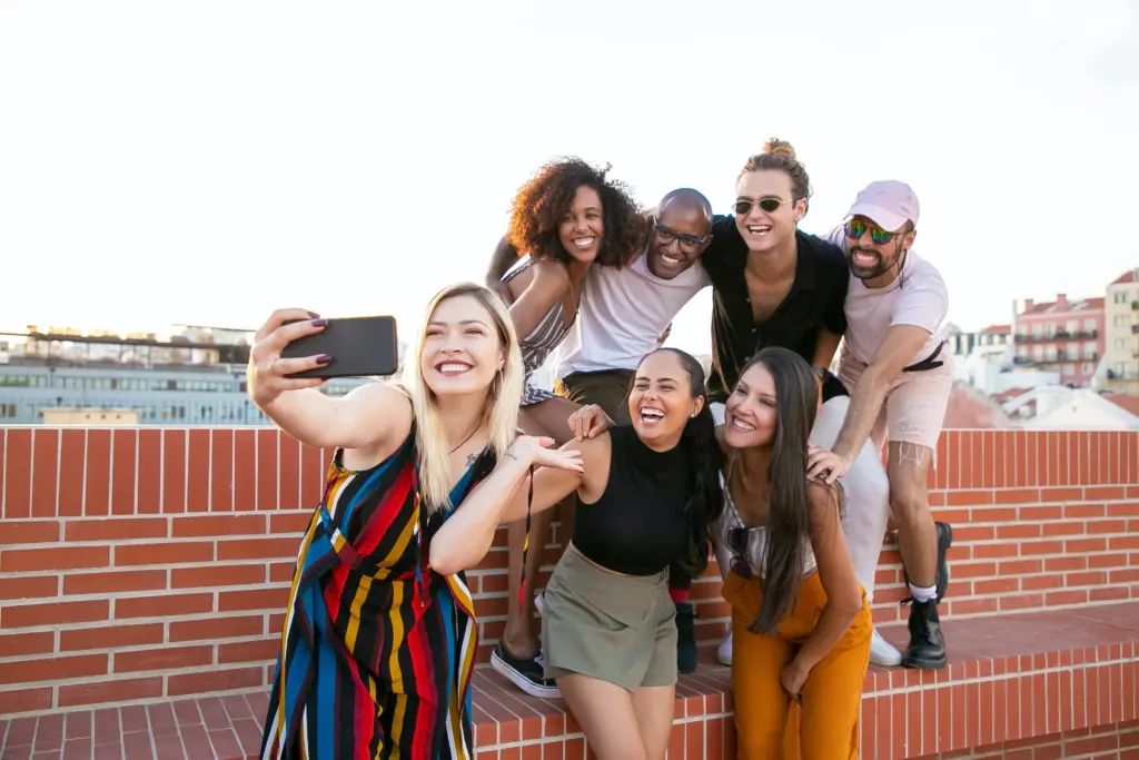A group taking a road trip photos