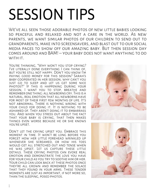 Newborn session guide