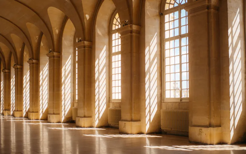 natural light entering through windows of architectural arches