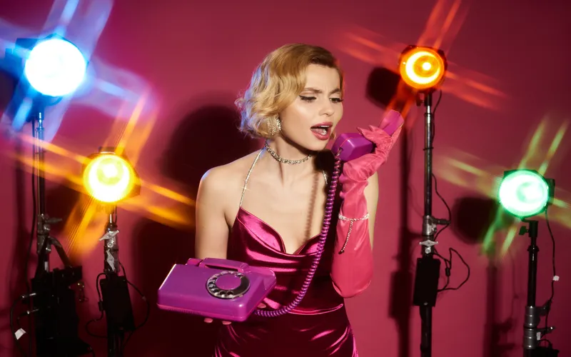 photoshoot of woman with color gels on light