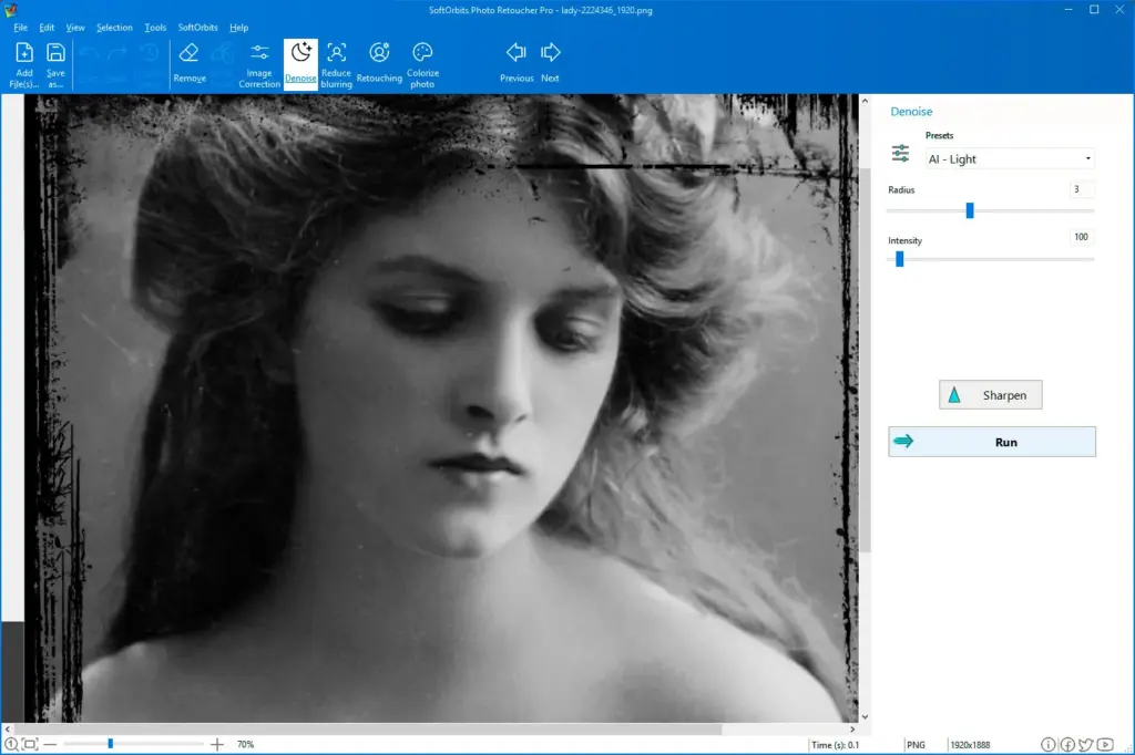 using the tool, historical photo restoration, repair old family photos