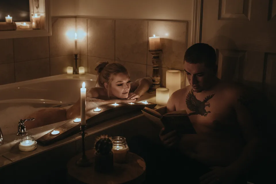 Couple captured in candle light