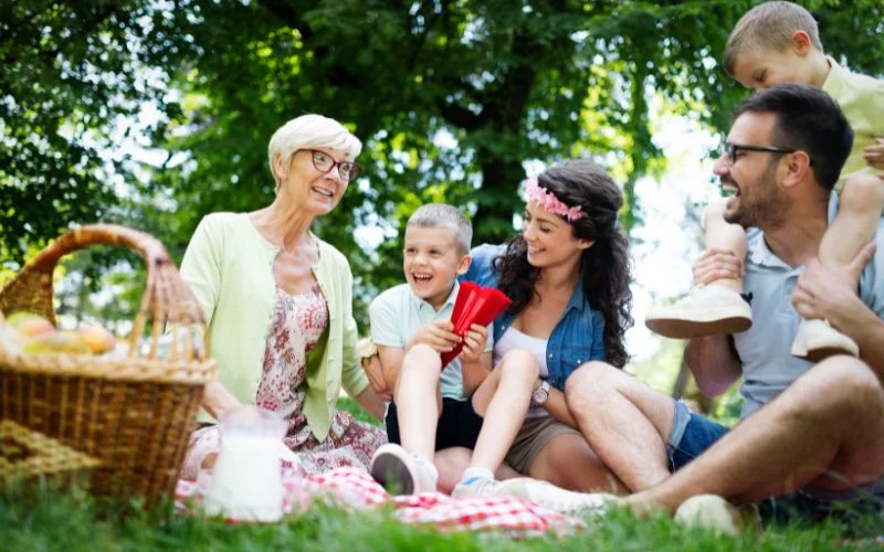 family photo at picnic