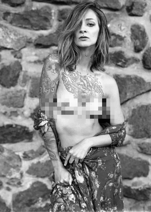 model wearing semi naked