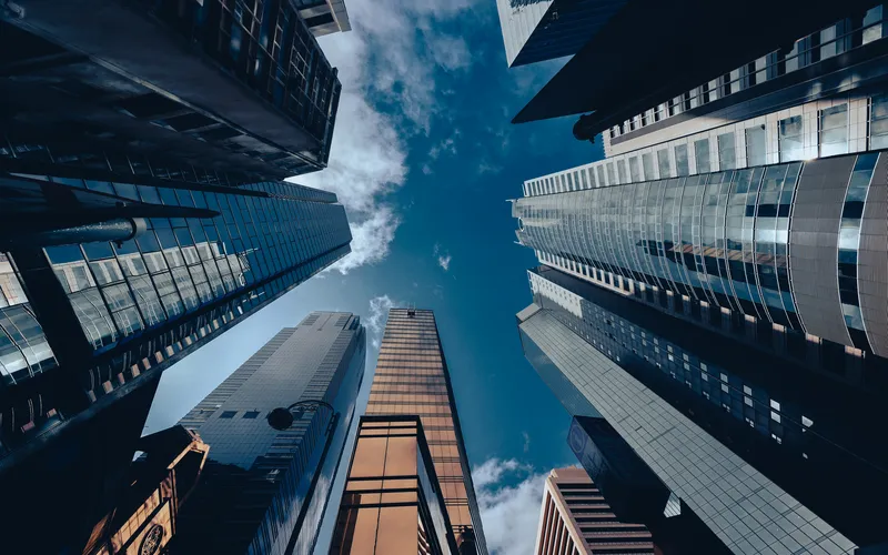 shot of high-rise buildings from a lower angle