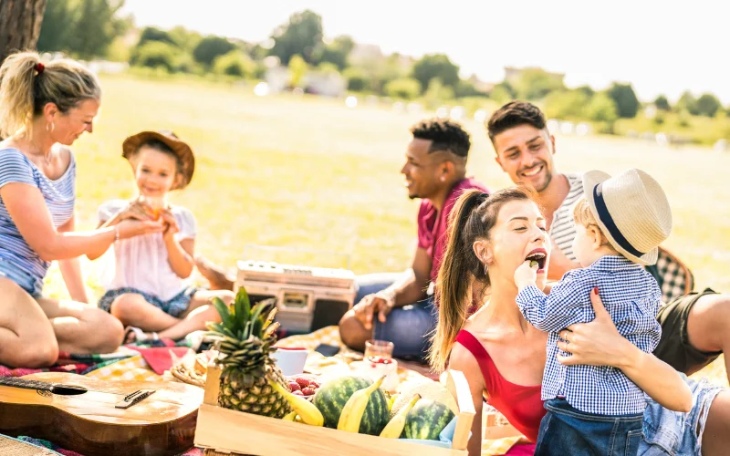 candid family photo at a picnic