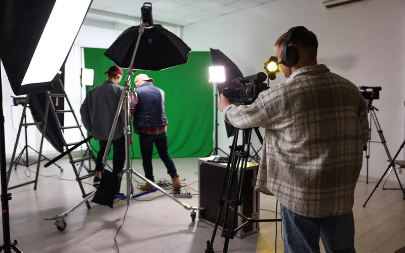 studio setup with greenscreen