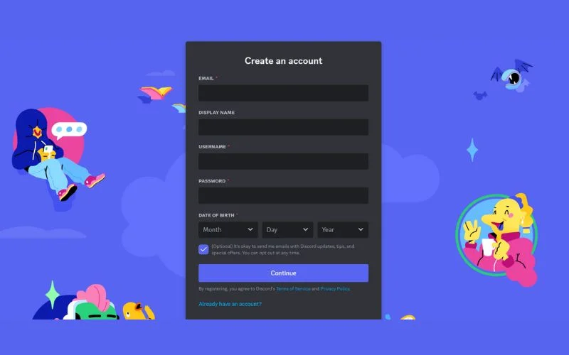 sign up on discord